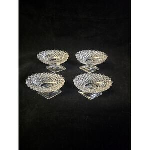 WESTMORELAND Antique ENGLISH HOBNAIL OPEN MASTER Salt Cellar/Nut Dish Set of 4